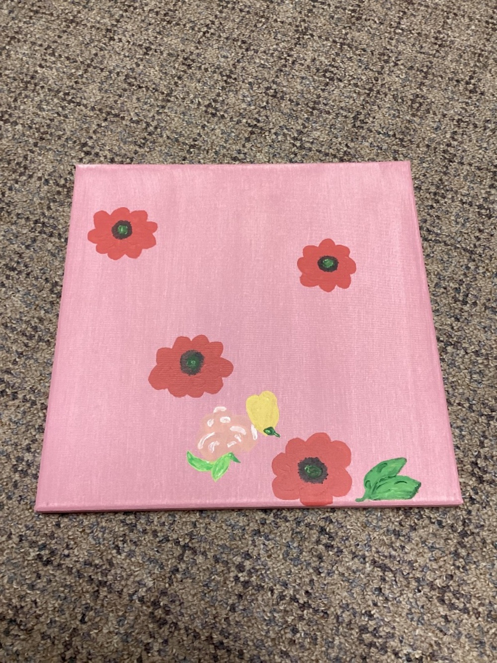 Original Handmade Pink Floral Canvas Wall Art * NEW * 12 x 12